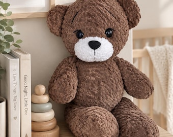 Handgefertigt Plüsch Braun Teddybär Spielzeug: Personalisiertes Geschenk Spielzeug, Kinder Geburtstagsgeschenk, Kleinkind Amigurumi