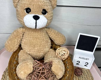 Virkad nallebjörnsplysch, bohemisk amigurumi-leksak, babyshowerpresent