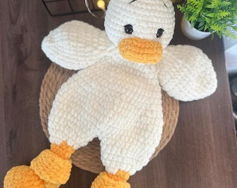 Duck Lovey: Handmade Plush Baby Security Toy, Sleeping Duck Snuggler