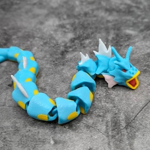 Articulated Gyarados. 3D Printed. Pokemon-Inspired. Flexi Figure. Articulated Fidget Toy. Christmas Halloween Decoration