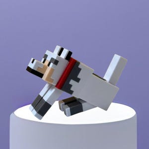 Articulated Minecraft-Inspired Wolf, Poseable Figure or Keychain, 3D Printed. Gamer Desk Toy. Pixel Style Decoration