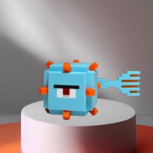 Articulated Minecraft-Inspired Guardian, Figure or Keychain, 3D Printed. Gamer Desk Toy. Pixel Style Decoration