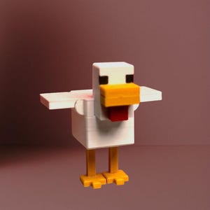 Articulated Minecraft-Inspired Chicken, Figure or Keychain, 3D Printed. Gamer Desk Toy. Pixel Style Decoration