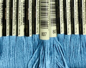 DMC 807 Peacock Blue Embroidery Floss 6 Strand Thread for