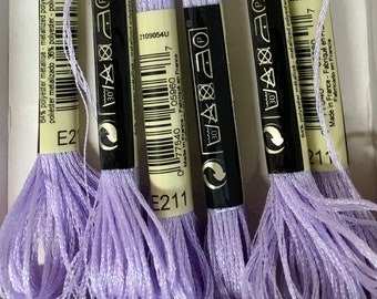 DMC E211 Lilac Metallic Light Effects Embroidery Floss 1 Skein 6 Strand Thread for Embroidery Cross Stitch Sewing Beading