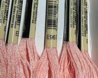 DMC E967 Soft Peach Metallic Light Effects Embroidery Floss 1 Skein 6 Strand Thread for Embroidery Cross Stitch Sewing Beading