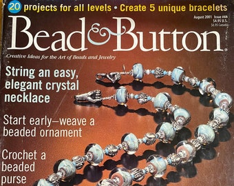 Bead and Button Magazine Silver and Glass Bead Crochet Beaded Ornament Crystal Necklace August 2001 Issue