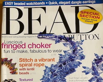 Bead and Button Magazine Fringed Choker Loomwork Peyote Links Spiral Rope February 2006 Issue