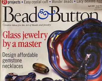 Bead and Button Magazine Crystal Cuff 3D Lariat Polymer Clay Gemstone Necklaces April 2001 Issue
