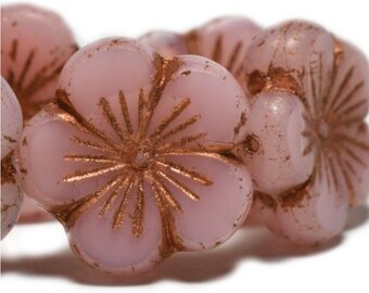 Czech Dark Blue and White 16MM Posey Flower Glass Beads Light Picasso Glaze Opaque 5 Petal Table Cut 4 Beads PTC16PO003
