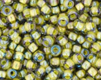 110 Luster Black Diamond Opaque Yellow Lined Toho Japanese Seed Beads 6 Inch Tube Approx 28 grams #329B