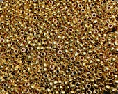 8 0 Galvanized Gold Japanese Glass Rocaille Seed Beads 6 Inch tube 28 grams 471