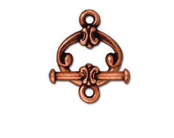 TierraCast Antique Copper Plated Classic Small Toggle Clasp Vintage Style Lead Free Pewter One Clasp F290