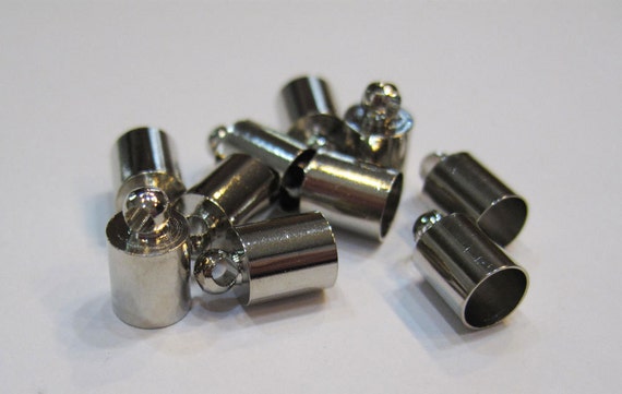 3mm ID 6.5x4mm 100 Silver Plated Brass Glue In Cord Ends
