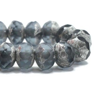 Rondelles Slate Blue with a Silver Finish 3x5mm Czech Pressed Glass Small Faceted Rondelles Approx. 30 beads