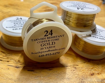 24 gauge Gold Plated Tarnish Resistant Copper Craft Wire 20 yds Made in USA
