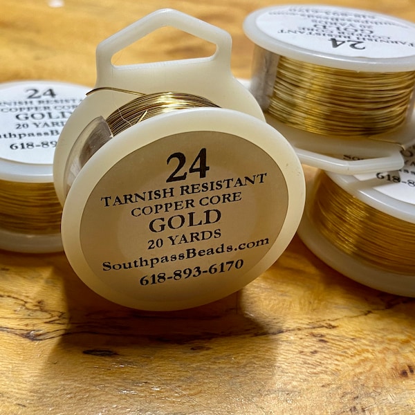 24 gauge Gold Plated Tarnish Resistant Copper Craft Wire 20 yds Made in USA