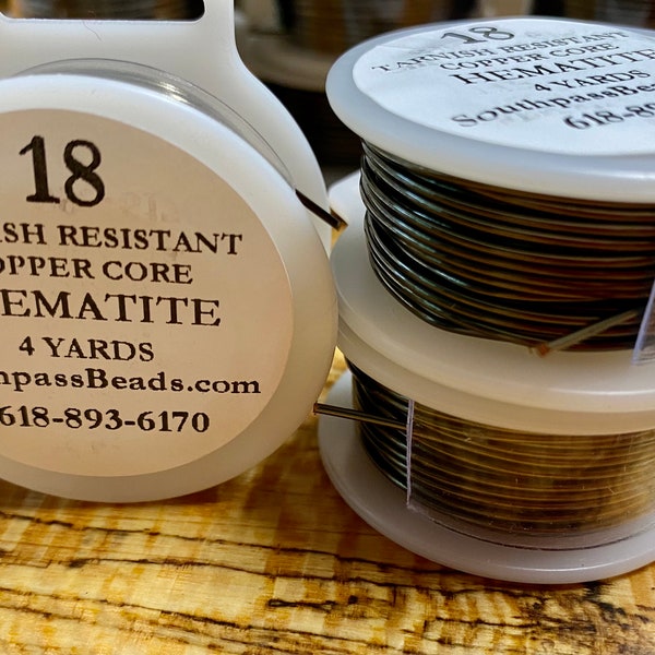 18 gauge Tarnish Resistant Enameled Hematite Plated Copper Core Craft Wire 4 yards Made in USA