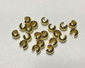 Crimp Covers Gold Plated Crimps 5mm for Crimp Beads or Tubes approx. 144 pcs F273