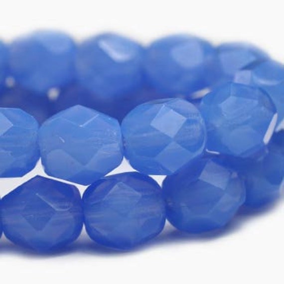 4791-4mm Opal Cornflower Firepolished Round Beads 50 beads 4mm Milky Cornflower Fire Polished Round Beads
