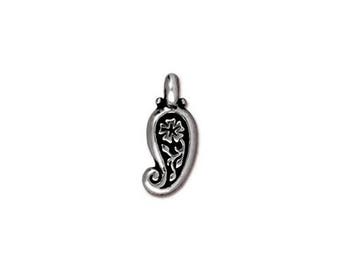 Paisley Charms 12.75x5mm Antique Silver TierraCast Two Charms 4 pcs F167