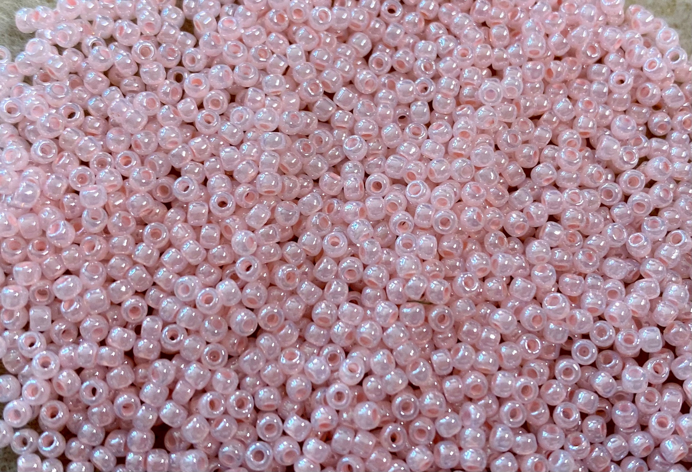 Pink Silver Lined Glass Seed Beads - 2mm - 20g Spacer Beads in Pale Pink -  1500 beads