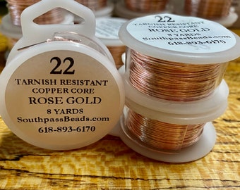 22 gauge Rose Gold Tarnish Resistant Copper Craft Wire 8 yards Made in USA