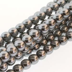 Silver Czech Glass Round Pearl Beads 8mm Approx. 75 beads F331