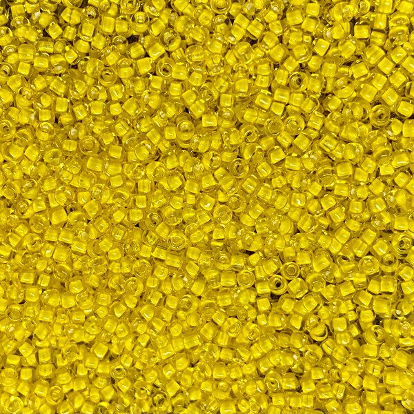 11/0 Yellow Color Lined White Japanese Seed Beads 6 Inch Tube 28 grams #327V