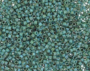 11/0 Miyuki Delica Seafoam Green Matte Picasso Glass Seed Beads 7.2 grams DB2264