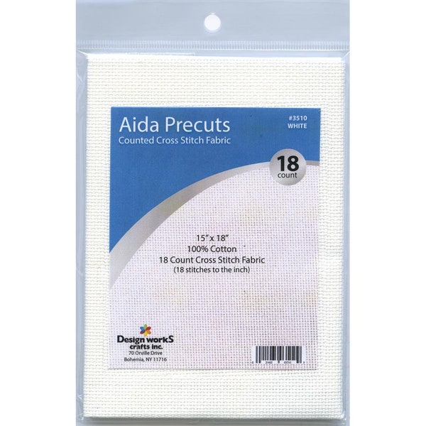 Clearance Design Works Aida Precuts Cross Stitch Needlework Fabric White Premium Quality 100% Cotton 18 Count 15" x 18" Made in the USA