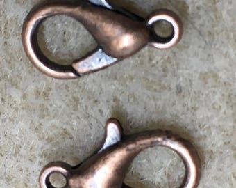 24 Antique Copper Lobster Claw Clasps 12mm x 8mm F270