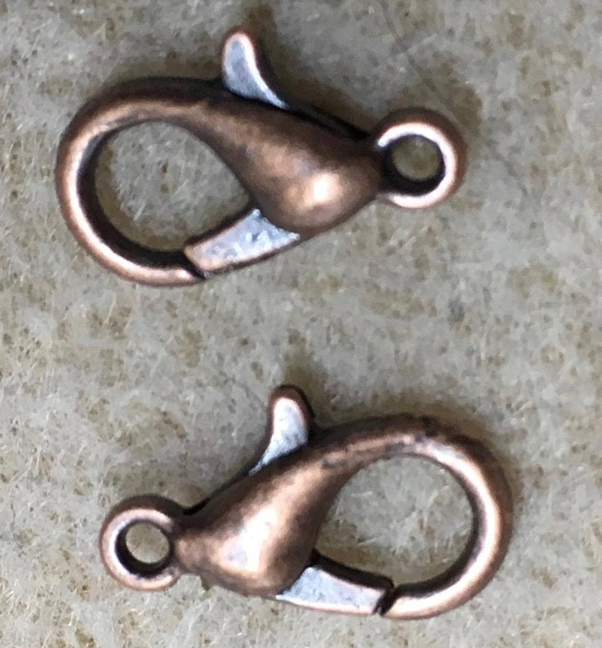 24 Antique Copper Lobster Claw Clasps 12mm x 8mm Made in the Etsy