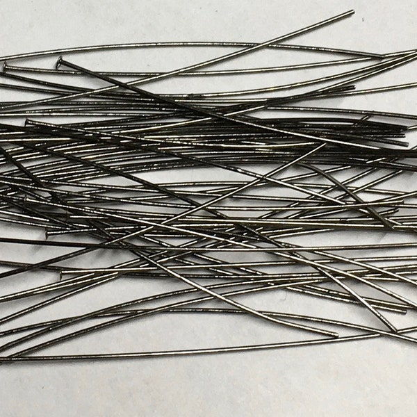 Headpins Gunmetal Plated Brass Head Pins 2 inch Headpins 24 gauge Approx. 144 pcs F144B