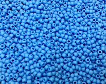 11/0 Frosted Opaque Turquoise Blue Japanese Glass Seed Beads 6 inch tube 28 grams #F412E