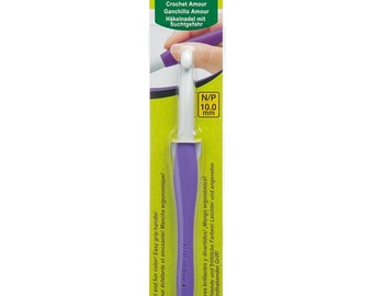 Clover Amour Aluminum Crochet Hook with Rubber Easy Comfort Handle Size N/P Hook 10.0mm