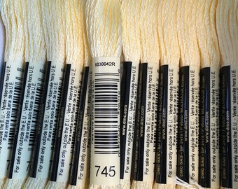 DMC 745 Light Pale Yellow Embroidery Floss 2 Skeins 6 Strand Thread for Embroidery Cross Stitch Needlepoint Sewing Beading