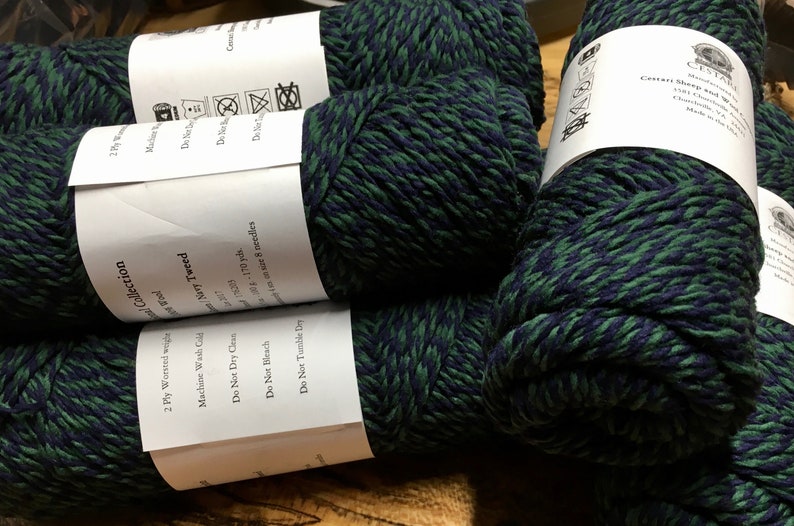 Cestari Green Navy Tweed Traditional Collection 100/% Wool 2 ply Worsted Weight 170 yards Pull Skein Made in the USA