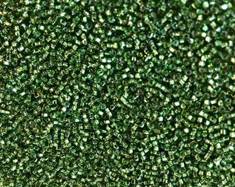 15/0 Peridot Green Silver Lined Miyuki Glass Seed Beads 6 inch tube 28 grams #15