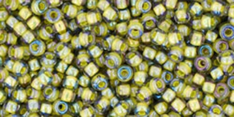 110 Luster Black Diamond Opaque Yellow Lined Toho Japanese Seed Beads 6 Inch Tube Approx 28 grams #329B
