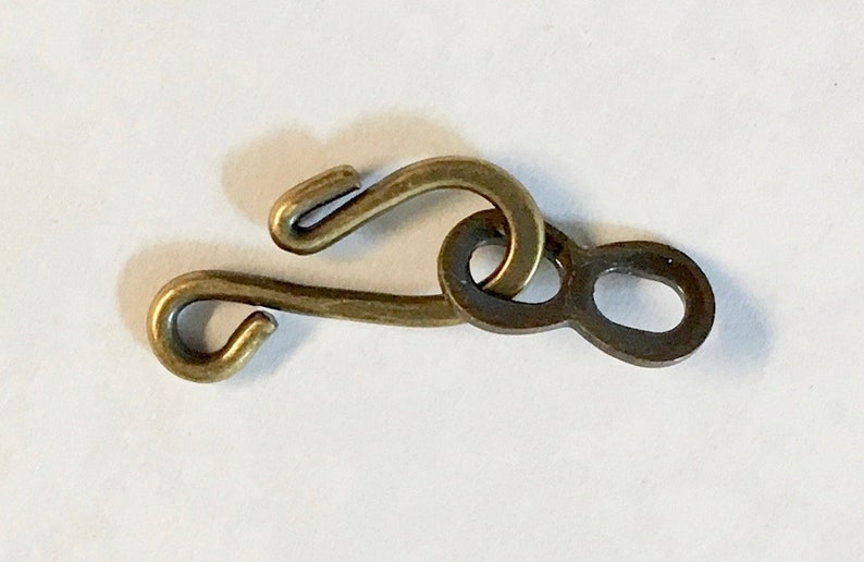 12 Hook and Eye Clasps Antique Brass Plated S Hook Clasps Etsy