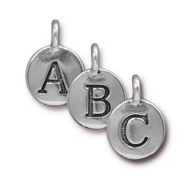 Alphabet Charms TierraCast Initial Pendant Tiny Silver Charm Antique Silver Alphabet Charms Lead Free Pewter 16.5x11.5mm One Charm