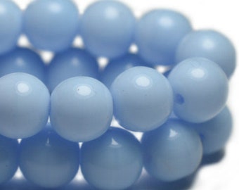 Round Druk Beads 6mm Light Blue Finish Czech Pressed Glass Rounds Beads Approx. 30 beads