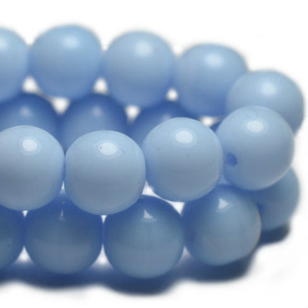 Round Druk Beads 6mm Light Blue Finish Czech Pressed Glass Rounds Beads Approx. 30 beads
