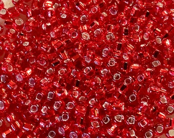 8/0 Silver Lined Light Red Japanese Glass Rocaille Seed Beads 6 Inch tube 28 grams #11