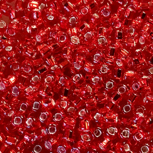 8/0 Silver Lined Light Red Japanese Glass Rocaille Seed Beads 6 Inch tube 28 grams #11