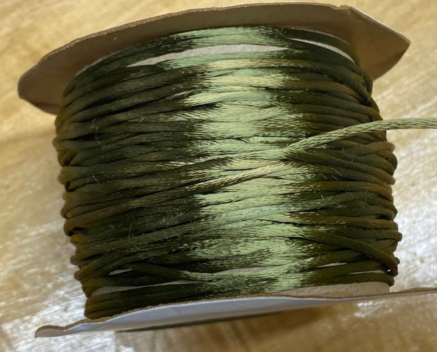 Clearance Olive Green Satin Rattail Cord 1mm Approx. 14 Yards for Macrame  Kumihimo Knotting 