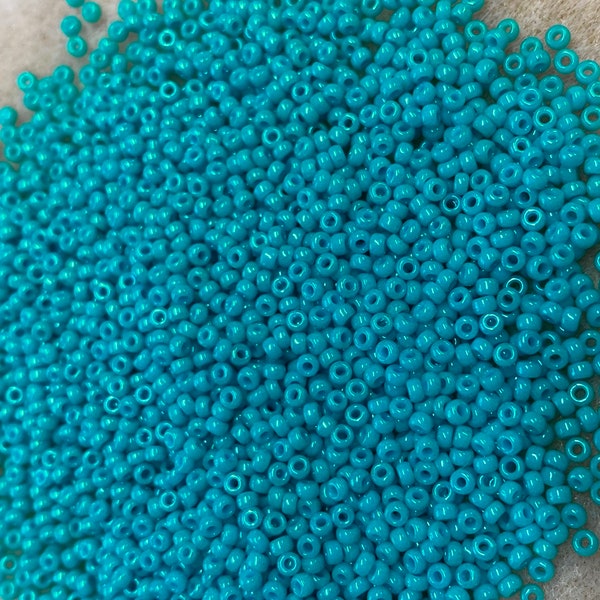 11/0 Turquoise Green Opaque Japanese Seed Beads 6 Inch Tube 28 grams #413F
