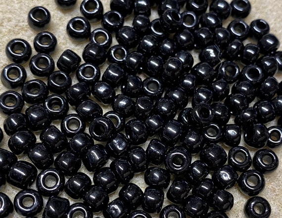 3/0 Black Opaque Large Hole Japanese Glass Seed Beads Big Seeds 6 inch tube  28 grams #401