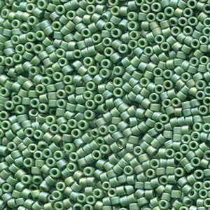 11/0 Miyuki Delica Frost Opaque Glazed Rainbow Shamrock Green Glass Seed Cylinder Beads 7.2 grams DB2312
